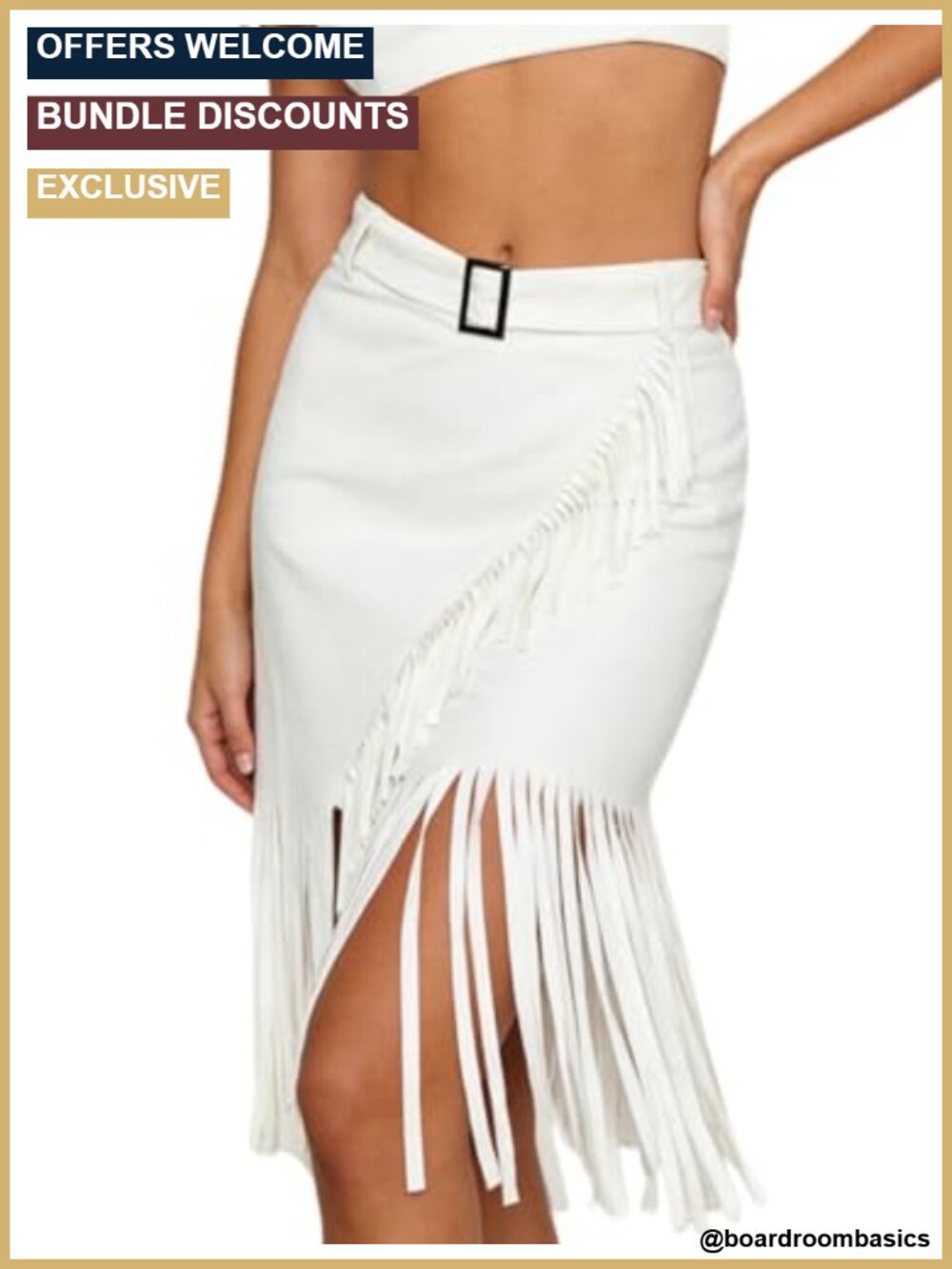 Womens Boho Fringe Midi Skirt Western Cowgirl Festival A-Line Pull On